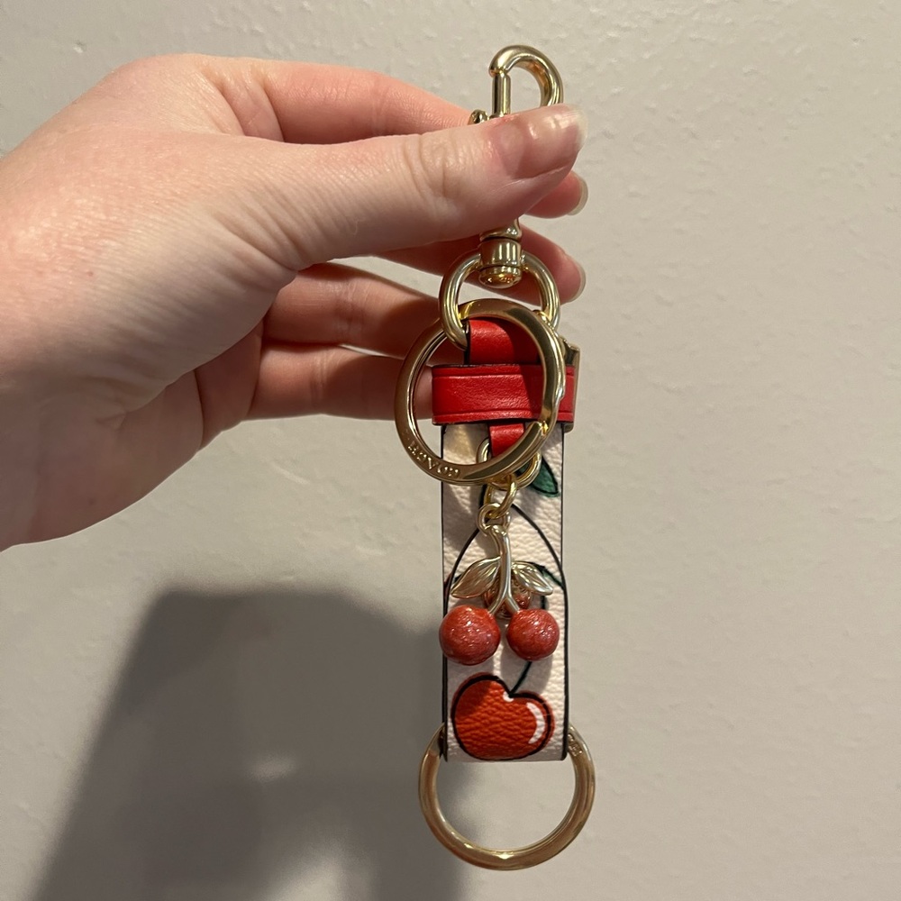 Coach Cherry Trigger Snap keychain NWOT